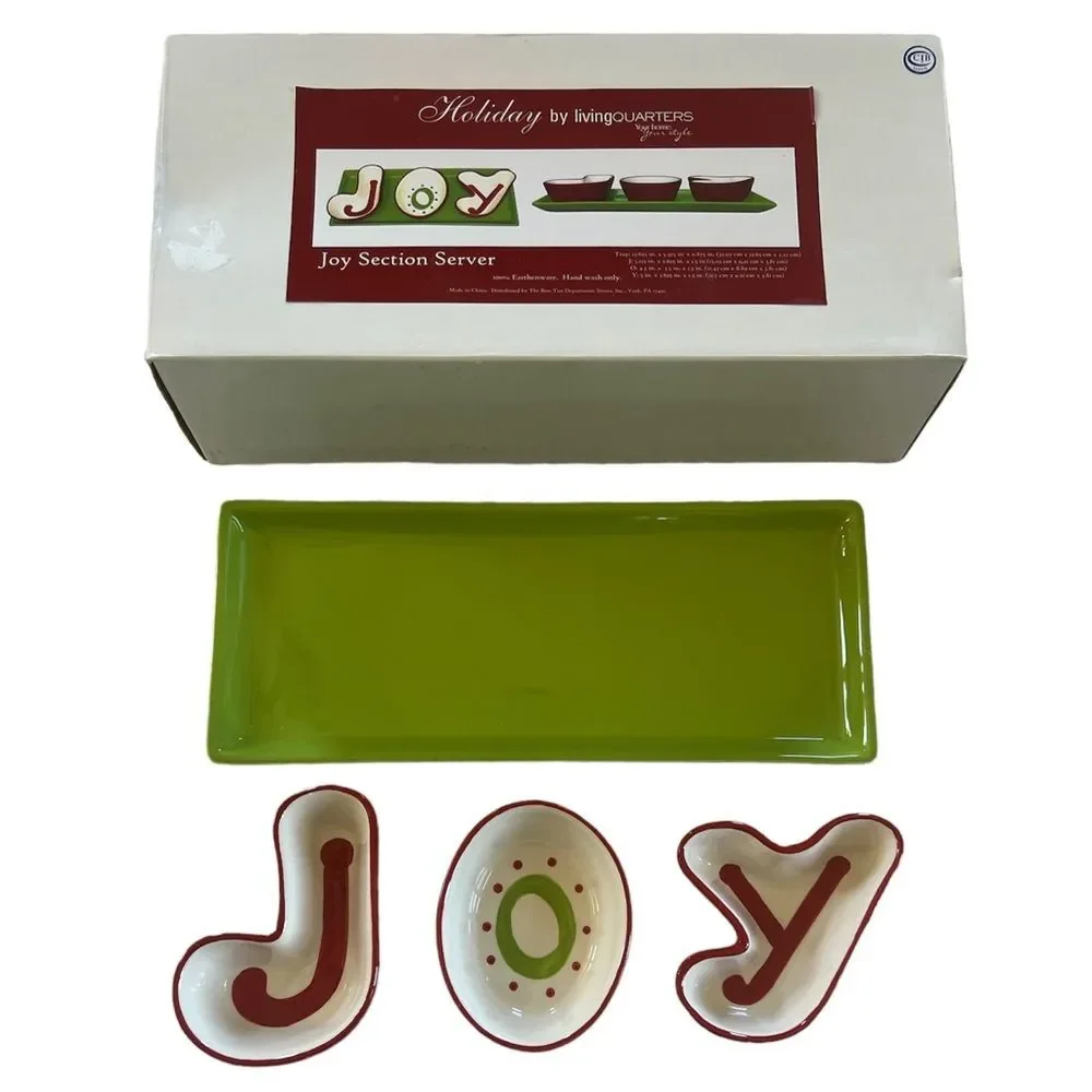 Living Quarters JOY Holiday Serving Dish Bowls Platter